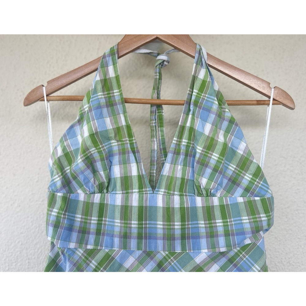 J.Crew Green Blue Check Plaid Halter Dress Women’s Small Old Money Preppy Resort - Picture 3 of 7